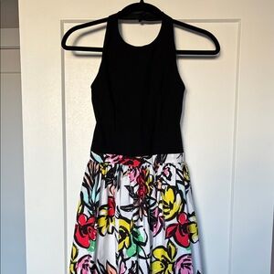 Aidan by Aidan Mattox Black and Multicolor Floral Maxi Dress